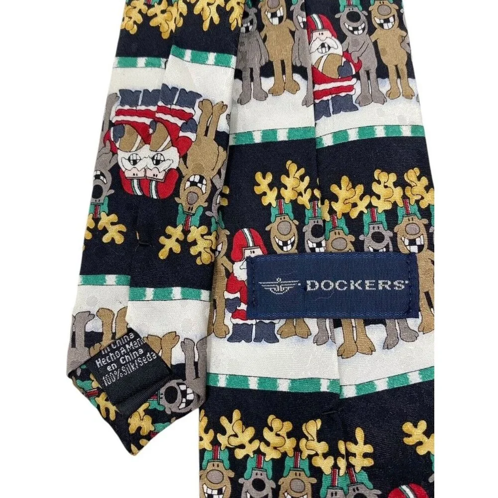 Dockers Boys Christmas Football‎ Silk Clip On Tie Santa Reindeer FUN 14
